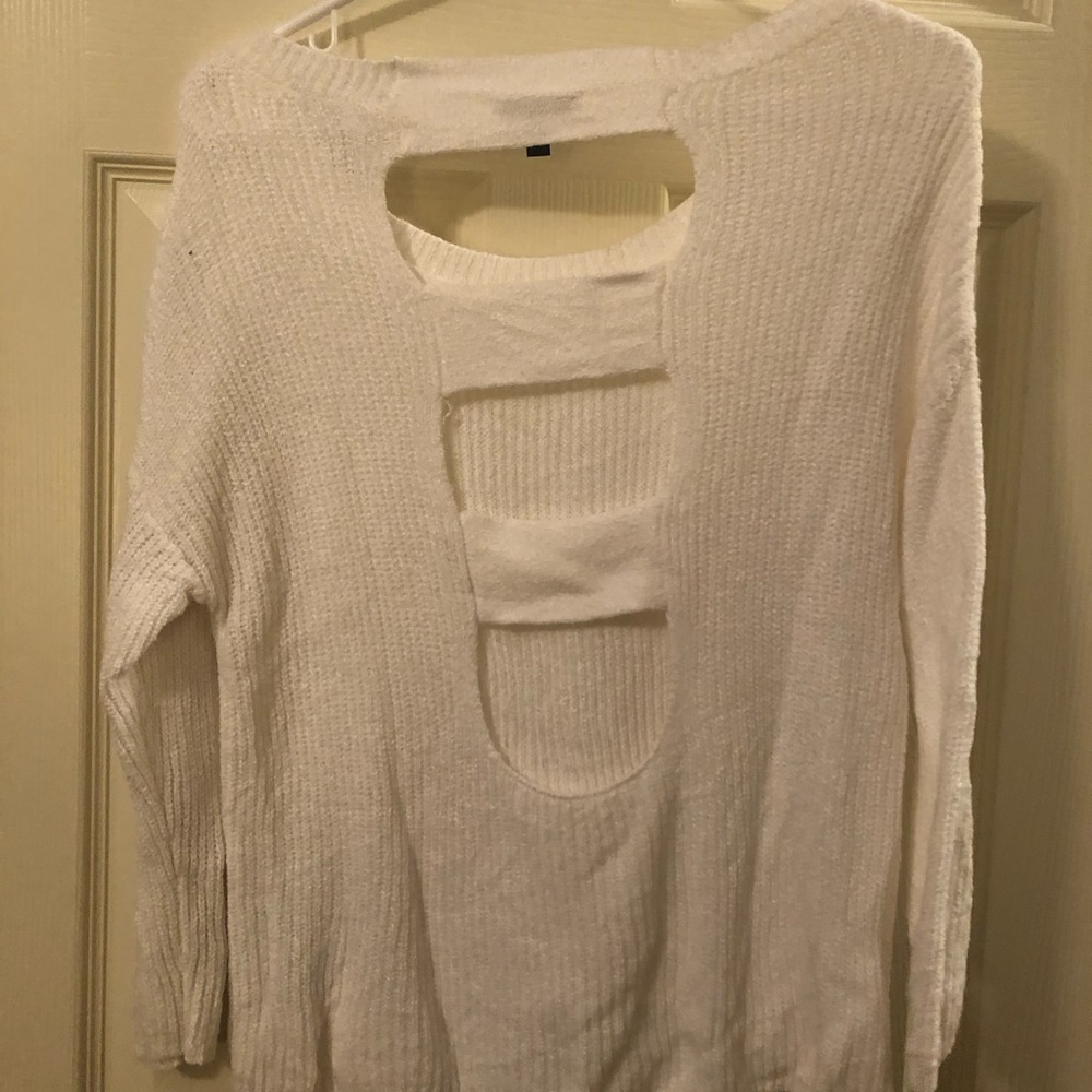 Cream sweater with ladder back detail